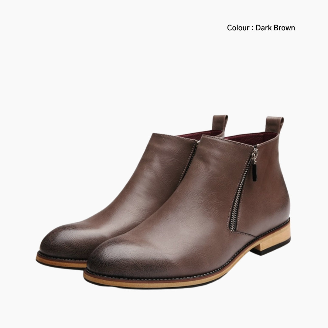 Dark brown Waterproof, Round Toe : Winter Boots for Men : Saradi - 0170SrM
