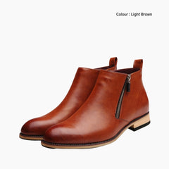 Light Brown Waterproof, Round Toe : Winter Boots for Men : Saradi - 0170SrM