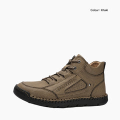 Khaki Lace-Up, Round Toe : Winter Boots for Men : Saradi - 0171SrM