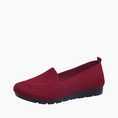 Red Round Toe, Breathable : Comfortable Flats : Suhele - 0196SuF