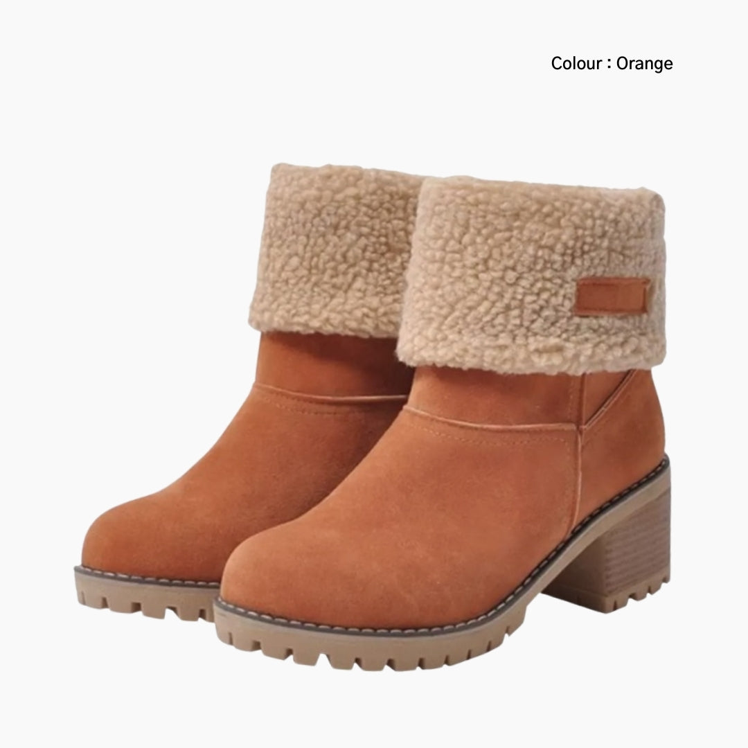 Orange Slip-On, Round Toe : Winter Boots for Women : Saradi - 0199SrF