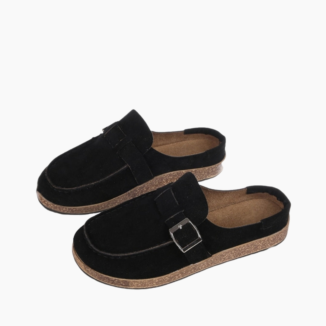 Black Slip-On, Pointed-Toe: Outdoor Slippers for Women:  Sigara- 0200SiF