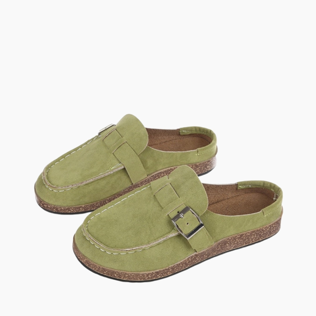 Green Slip-On, Pointed-Toe: Outdoor Slippers for Women:  Sigara- 0200SiF