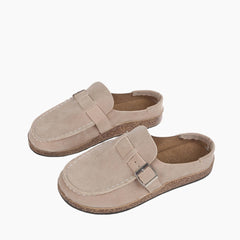 Khaki Slip-On, Pointed-Toe: Outdoor Slippers for Women:  Sigara- 0200SiF
