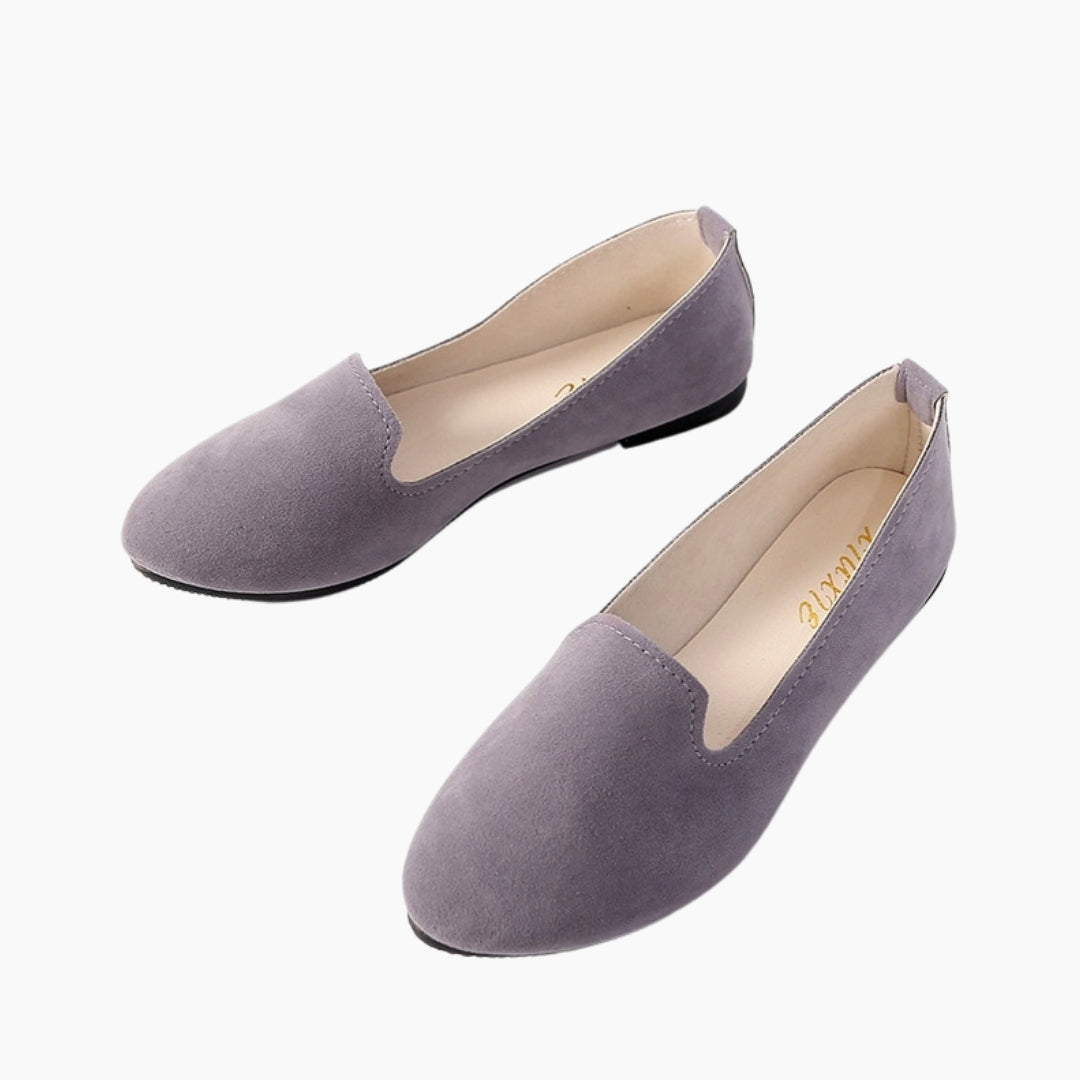 Grey Round-Toe, Slip-On : Ballet Flats : Hoora - 0201HoF