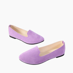 Purple Round-Toe, Slip-On : Ballet Flats : Hoora - 0201HoF