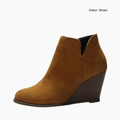 Brown Waterproof, Wedges : Ankle Boots for Women : Gittey - 0204GiF