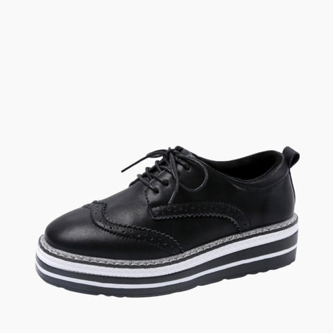 Black Lace-Up, Derby Shoes: Casual Shoes for Women  : Maanak - 0205MaF