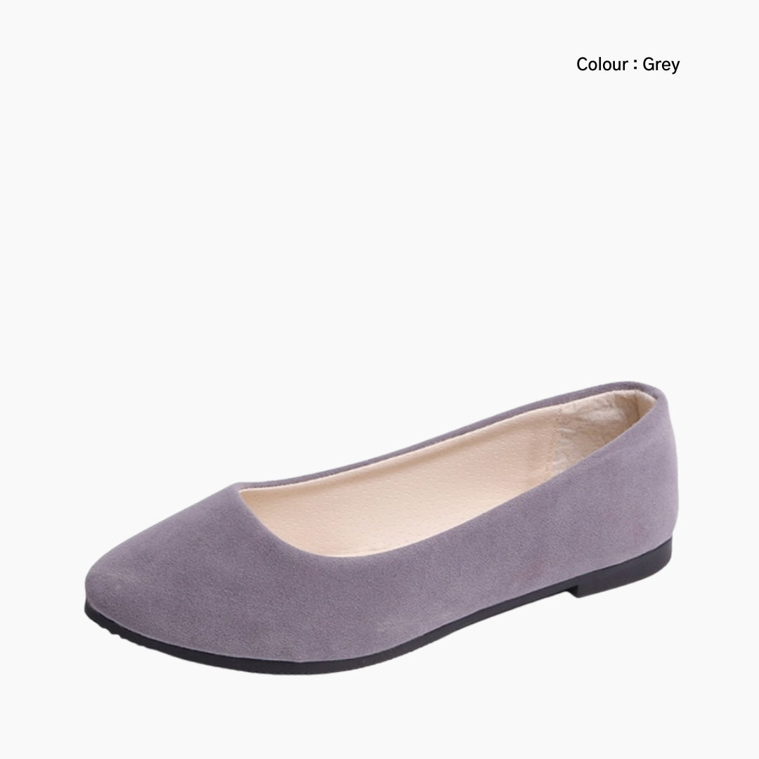 Grey Boat Shoes, Pointed-Toe : Ballet Flats : Hoora - 0206HoF