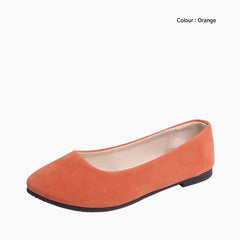 Orange Boat Shoes, Pointed-Toe : Ballet Flats : Hoora - 0206HoF