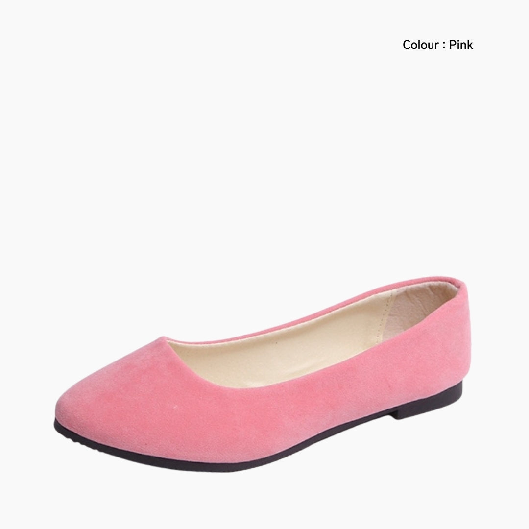 Pink Boat Shoes, Pointed-Toe : Ballet Flats : Hoora - 0206HoF