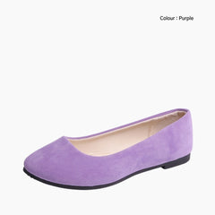 Purple Boat Shoes, Pointed-Toe : Ballet Flats : Hoora - 0206HoF