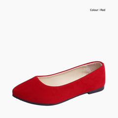 Red Boat Shoes, Pointed-Toe : Ballet Flats : Hoora - 0206HoF