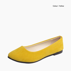 Yellow Boat Shoes, Pointed-Toe : Ballet Flats : Hoora - 0206HoF