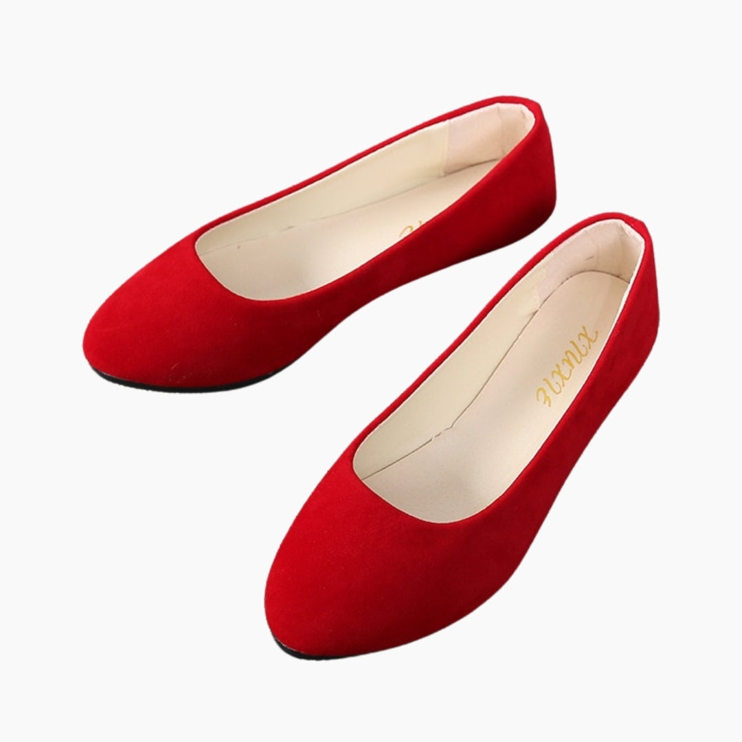 Red Boat Shoes, Pointed-Toe : Ballet Flats : Hoora - 0206HoF