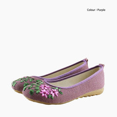 Purple Round-Toe, Slip-On : Ballet Flats : Hoora - 0213HoF