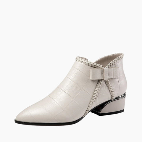 BEige Square Heel, Pointed Toe : Ankle Boots for Women : Gittey - 0216GiF