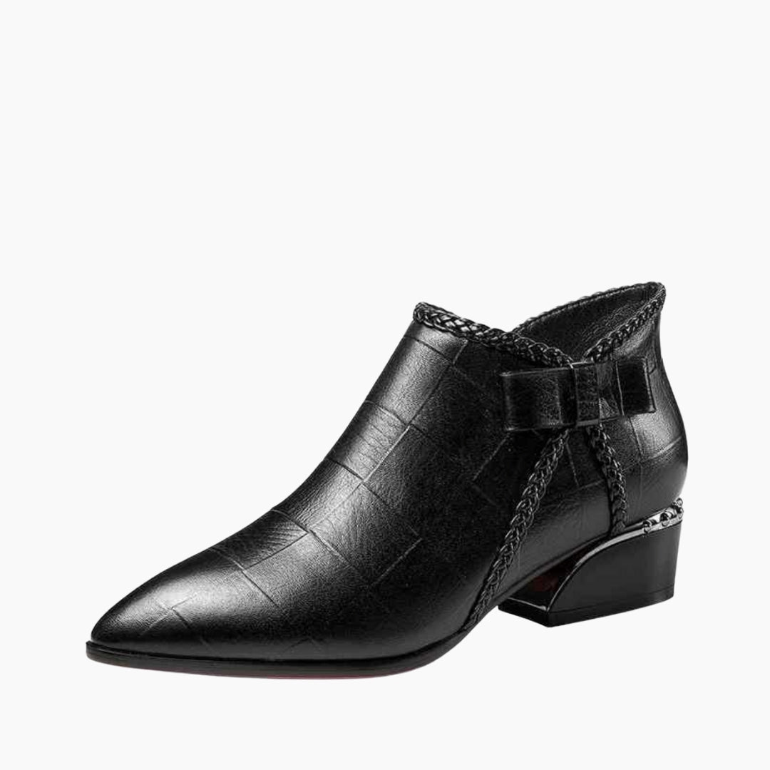 Black Square Heel, Pointed Toe : Ankle Boots for Women : Gittey - 0216GiF