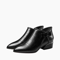 Black Square Heel, Pointed Toe : Ankle Boots for Women : Gittey - 0216GiF