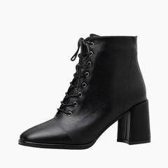 Black Square Heel, Round Toe : Ankle Boots for Women : Gittey - 0219GiF