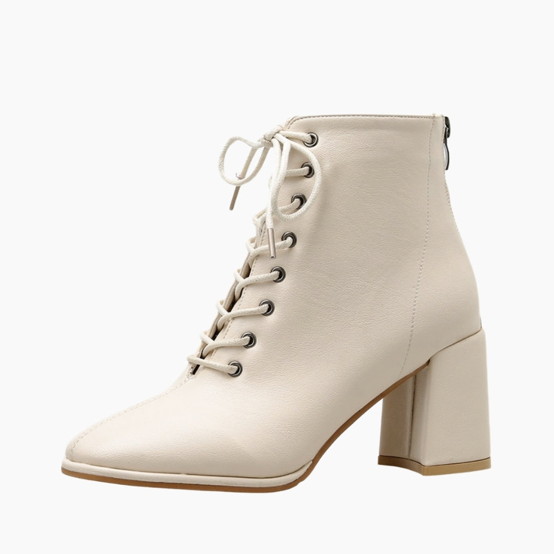 White Square Heel, Round Toe : Ankle Boots for Women : Gittey - 0219GiF
