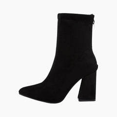 Black Square Heel, Pointed Toe : Ankle Boots for Women : Gittey - 0220GiF