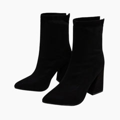 Black Square Heel, Pointed Toe : Ankle Boots for Women : Gittey - 0220GiF