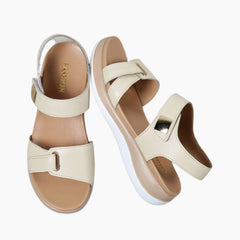 Beige Breathable : Flat Sandals for Women : Nuu - 0222NuF