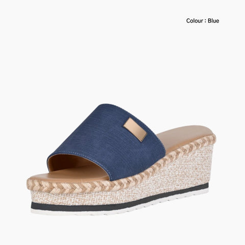 Blue Wedges, Slip-on : Wedge Sandals for Women : Kalama - 0223KaF