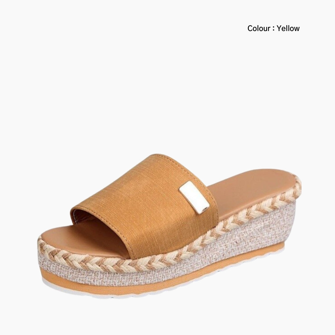 Yellow Wedges, Slip-on : Wedge Sandals for Women : Kalama - 0223KaF