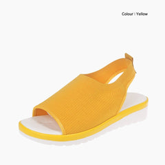 Yellow Wedges, Round Toe : Wedge Sandals for Women : Kalama - 0230KaF