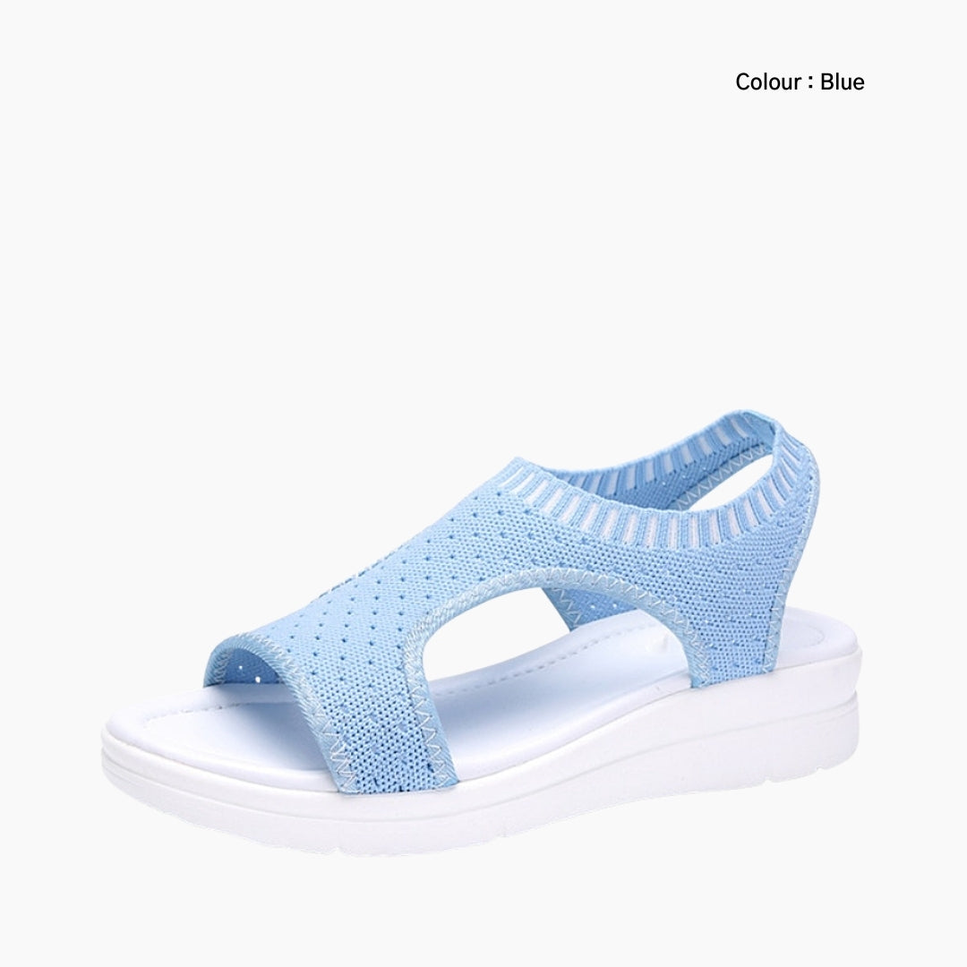Blue Slip-On, Round Toe : Wedge Sandals for Women : Kalama - 0232KaF