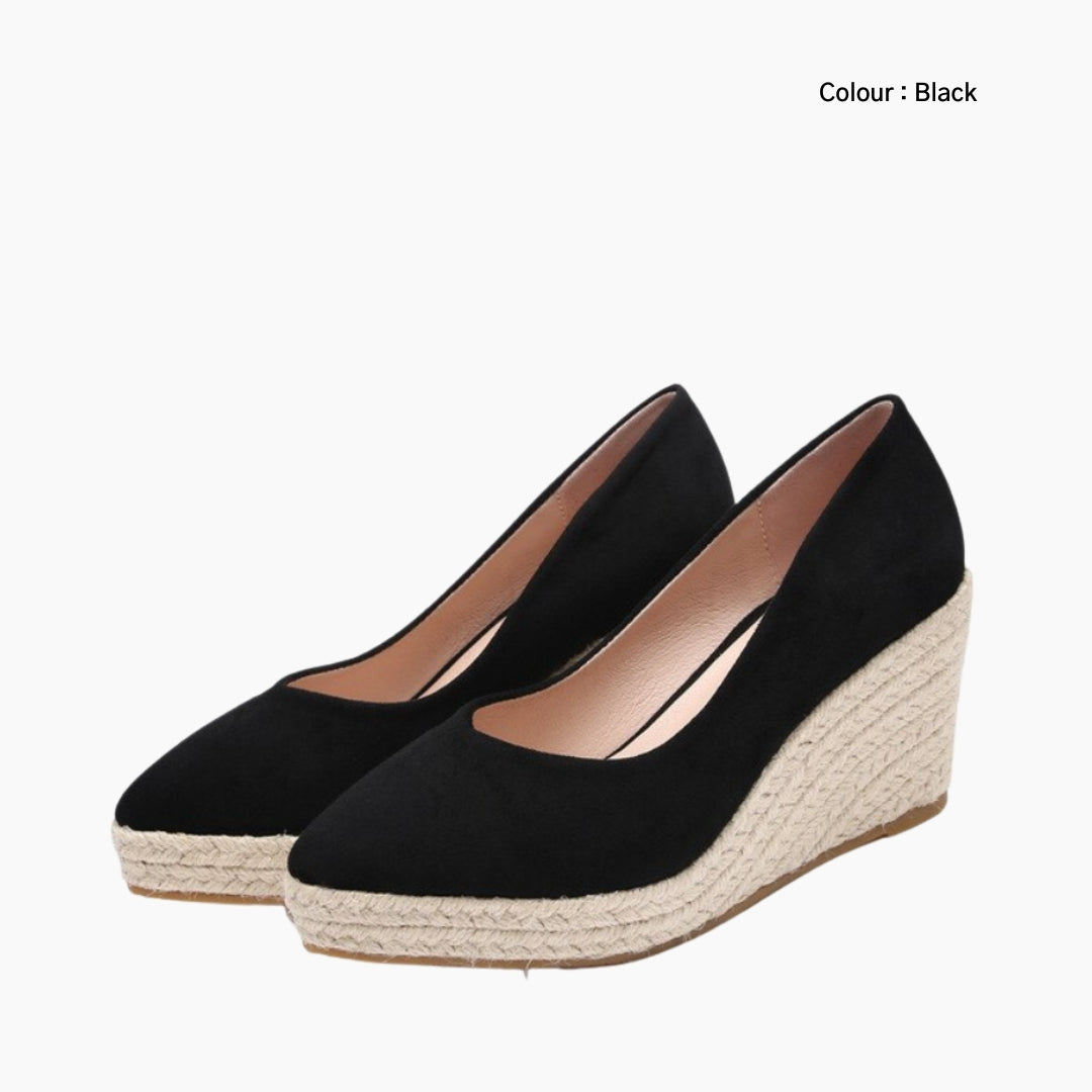 Black Pointed-Toe, Pumps : Comfortable Heels : Saukhe - 0236SkF