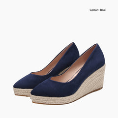 Blue Pointed-Toe, Pumps : Comfortable Heels : Saukhe - 0236SkF