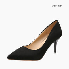 Black Pointed-Toe, Slip-On : Court Shoes for Women : Adaalat - 0245AdF