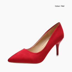 Red Pointed-Toe, Slip-On : Court Shoes for Women : Adaalat - 0245AdF