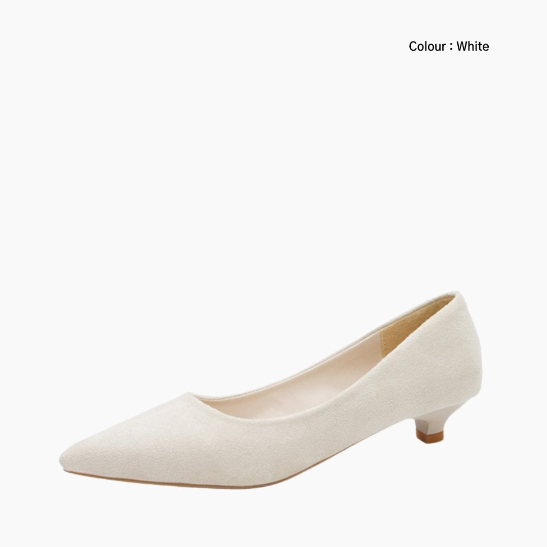 White Pointed-Toe, Slip-On : Court Shoes for Women : Adaalat - 0247AdF
