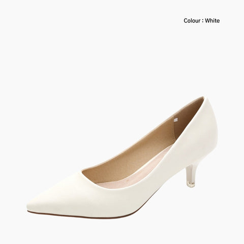 White Pointed-Toe, Slip-On : Court Shoes for Women : Adaalat - 0251AdF