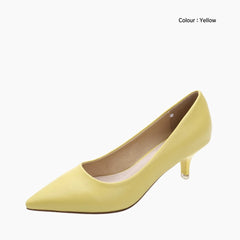 Yellow Pointed-Toe, Slip-On : Court Shoes for Women : Adaalat - 0251AdF