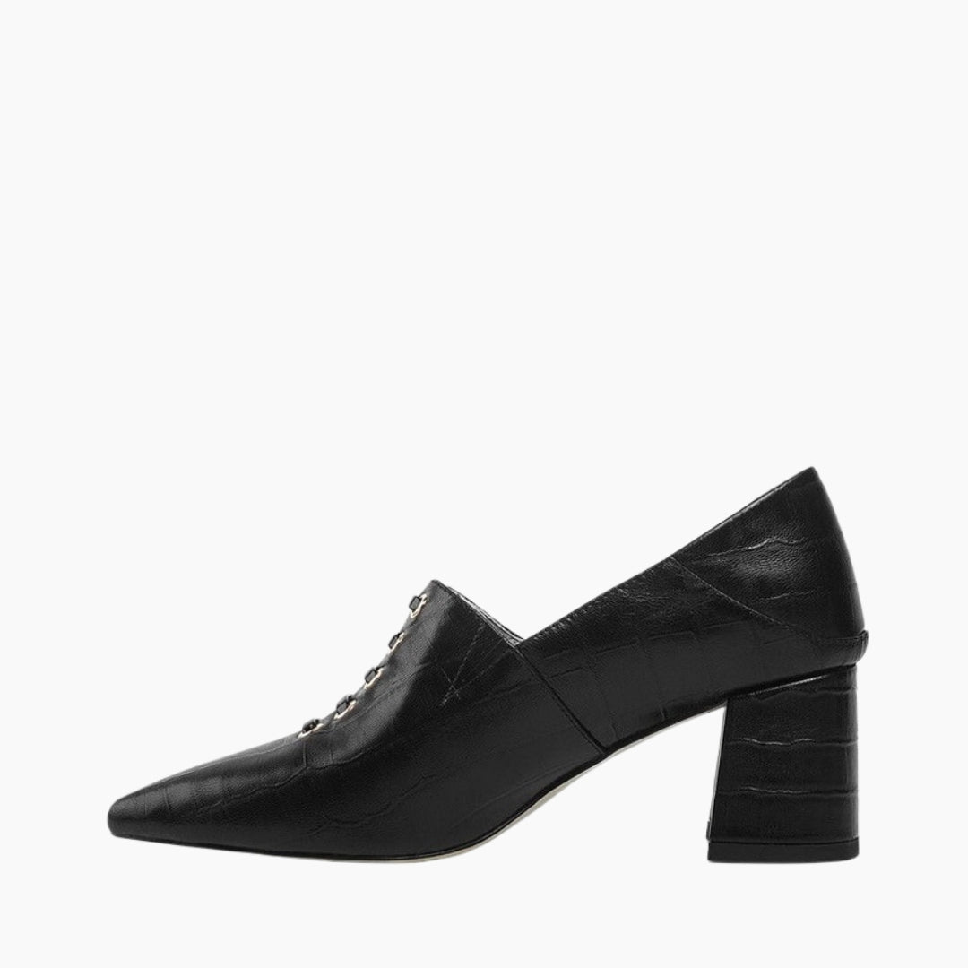 Black Pointed-Toe, Slip-On : Court Shoes for Women : Adaalat - 0255AdF