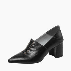 Black Pointed-Toe, Slip-On : Court Shoes for Women : Adaalat - 0255AdF