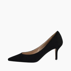 Black Pointed-Toe, Slip-On : Court Shoes for Women : Adaalat - 0257AdF