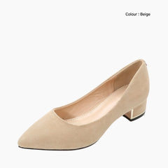 Beige Pointed-Toe, Slip-On : Court Shoes for Women : Adaalat - 0258AdF