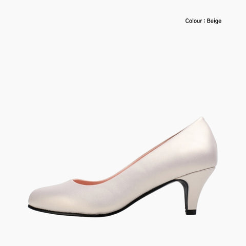 Beige Round-Toe, Wear Resistant : Court Shoes for Women : Adaalat - 0261AdF