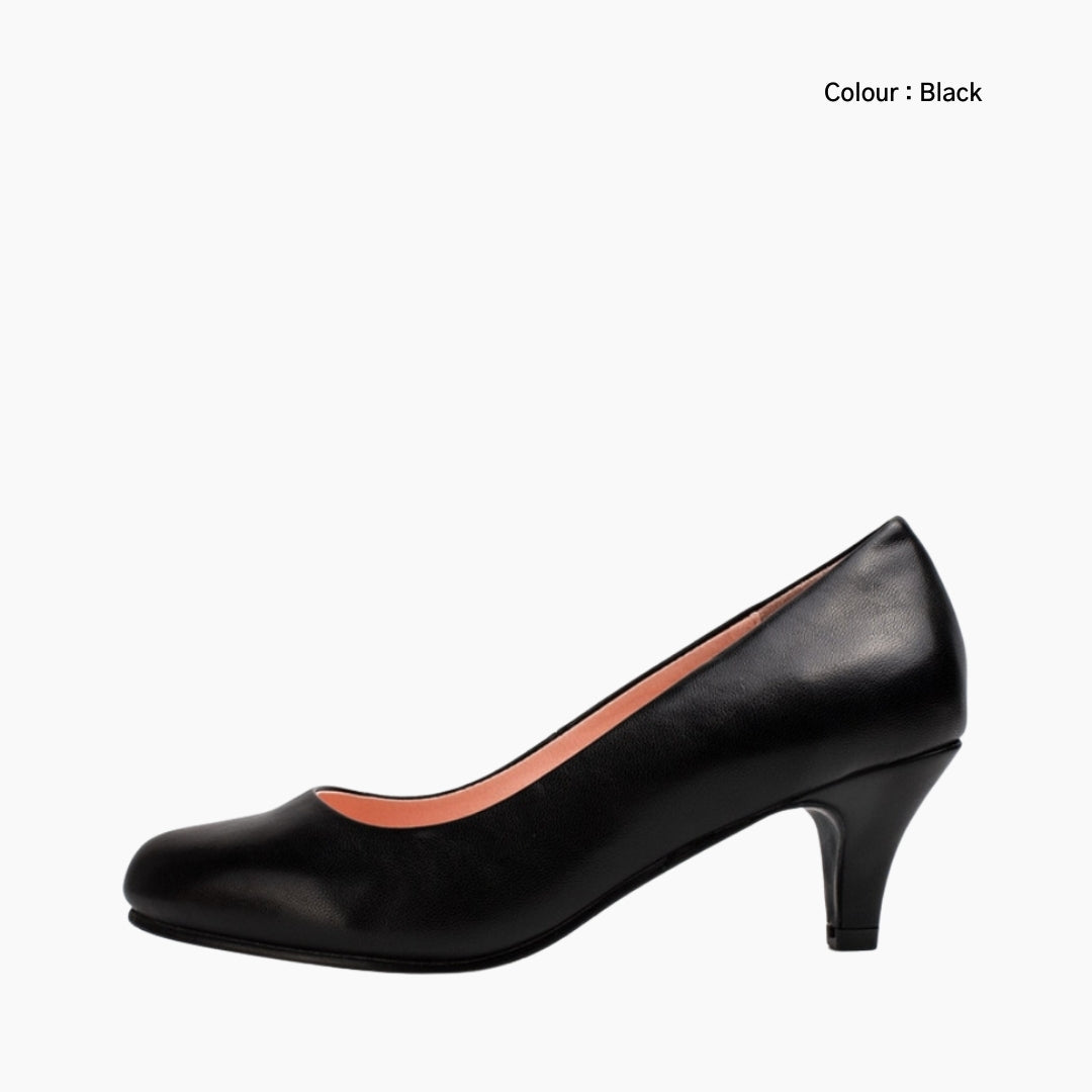 Black Round-Toe, Wear Resistant : Court Shoes for Women : Adaalat - 0261AdF