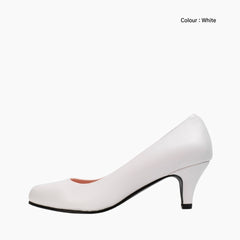 White Round-Toe, Wear Resistant : Court Shoes for Women : Adaalat - 0261AdF