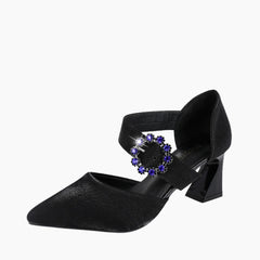 Black Square Heel, Pointed-Toe : Party Heels for Women : Anada - 0271AnF