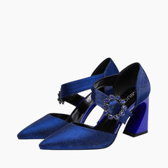 Blue Square Heel, Pointed-Toe : Party Heels for Women : Anada - 0271AnF