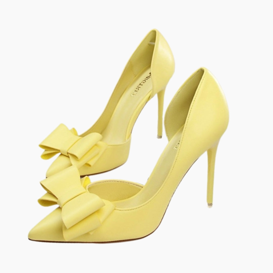 Yellow Pointed-Toe, Slip-On : Party Heels for Women : Anada - 0276AnF