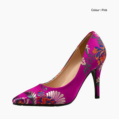Pink Pointed-toe, Slip-On : Party heels for Women : Anada - 0277AnF